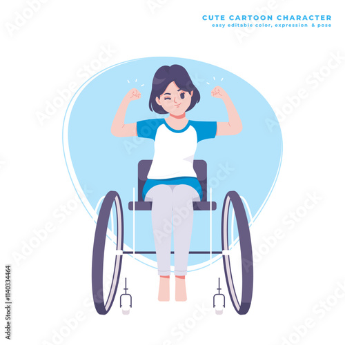 happy wheel chair girl cute cartoon character