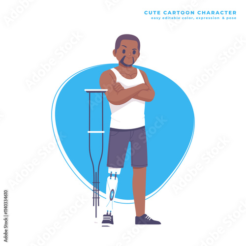 robotic prosthetic leg cute cartoon character