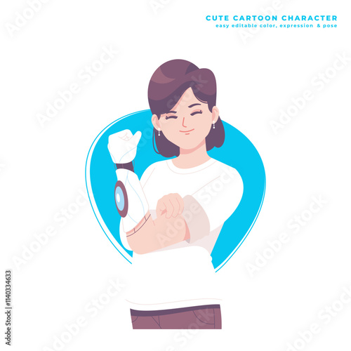 robotic prosthetic arm technology cute cartoon character