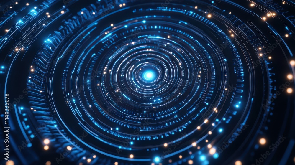 A mesmerizing spiral of blue light, creating a visual representation of digital data flowing in a futuristic environment. A mesmerizing spiral of blue light, creating a visual representation of digital data flowing in a futuristic environment.