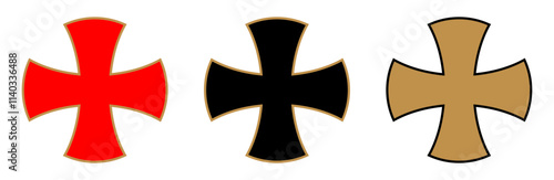 knights templar crosses, red, black, and gold colors against a white backdrop