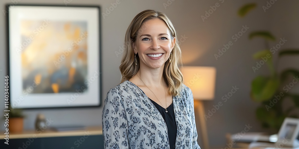 custom made wallpaper toronto digitalPortrait of a female clinical psychologist standing warmly in a counseling office, smiling