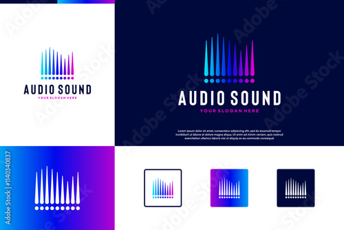 aurora style with digital sound wave concept, visual, graphic design template illustration.