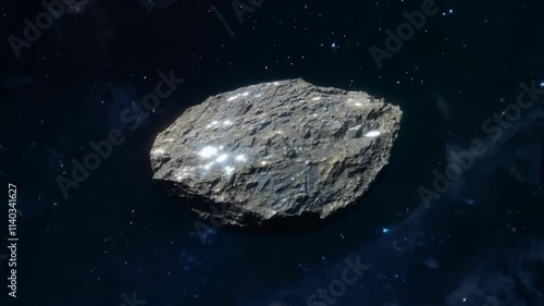 Close-up of rocky, cigar-shaped oumuamua or asteroid in space