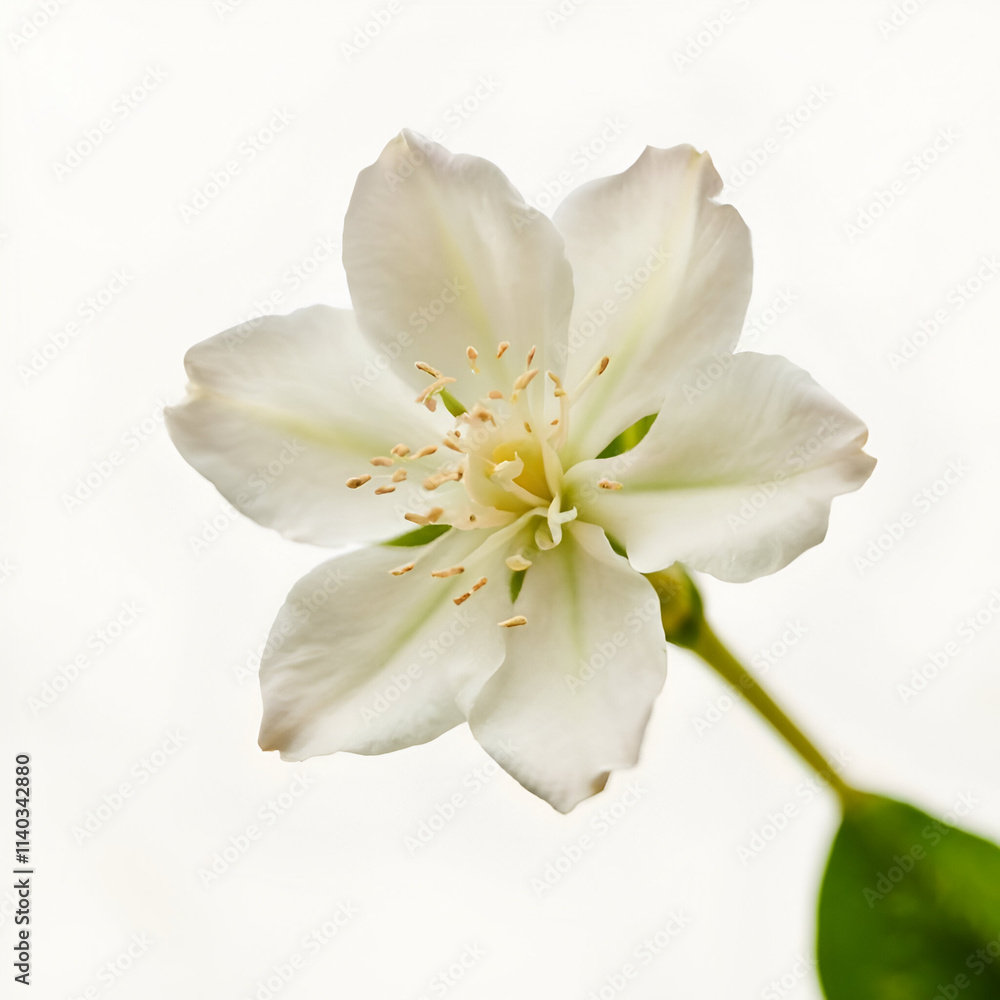 Photo of Arabian Jasmine flower, isolated on a white background, Jasmine Photo of Arabian Jasmine flower, isolated on a white background, Jasmine