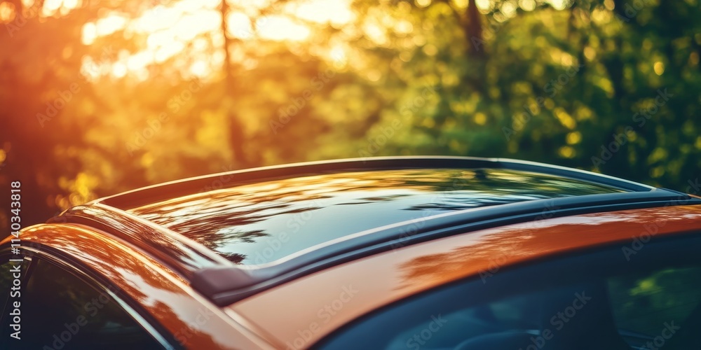 Obraz premium Closeup view of an automotive sunroof, showcasing the intricate design and functionality of the automotive sunroof in modern vehicles, highlighting its role in enhancing the driving experience.