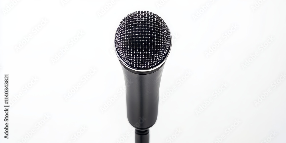 Microphone isolated against a clean white background, showcasing the microphone s design and details. This microphone stands out, perfect for features highlighting its unique qualities. Microphone isolated against a clean white background, showcasing the microphone s design and details. This microphone stands out, perfect for features highlighting its unique qualities.