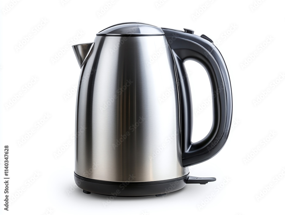 Electric kettle with stainless steel finish, isolated on white background. Electric kettle with stainless steel finish, isolated on white background.