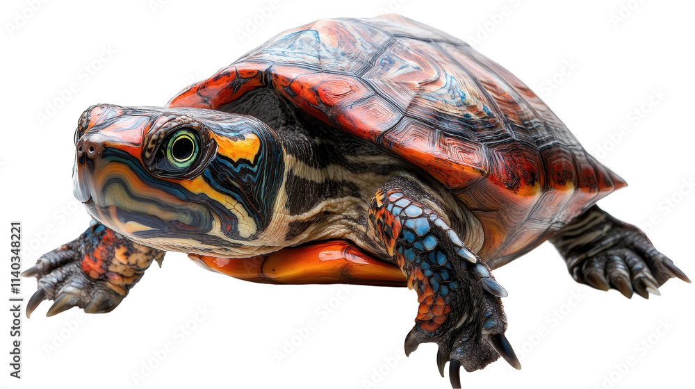 Fototapeta premium Colorful turtle with detailed patterns and textures.
