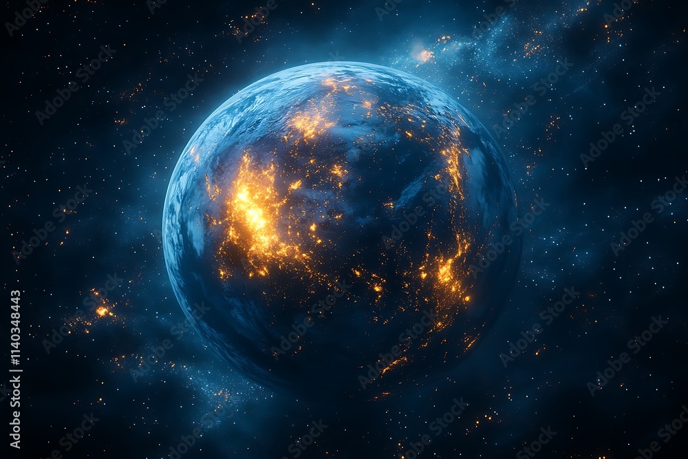 Obraz premium Planet Earth Night Lights from Space