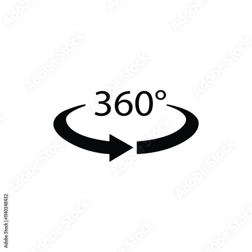 360 degree arrow. Icon with 360 degree. Arrow icon with rotate angle.