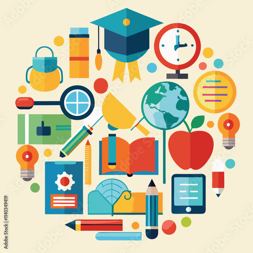 Wallpaper Mural  Education Flat Icons Torontodigital.ca