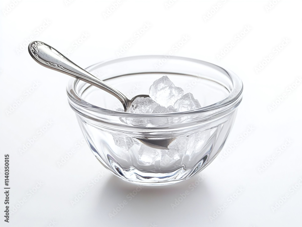 Glass sugar bowl with spoon, isolated on white background. Glass sugar bowl with spoon, isolated on white background.