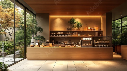 Wallpaper Mural Stylish Japanese-Inspired Coffee Shop Interior with Natural Lighting Torontodigital.ca