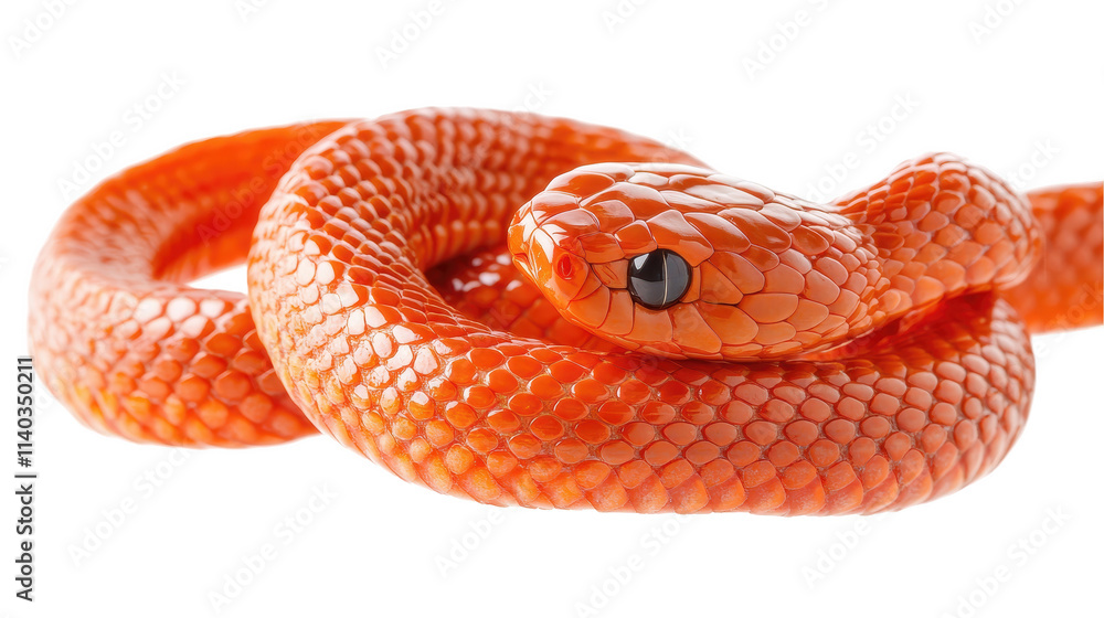 Fototapeta premium Vibrant orange snake coiled gracefully.