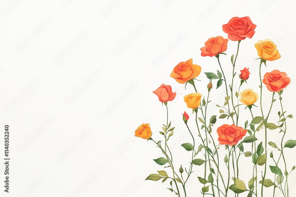 Naklejka premium Red roses arrangement abstract floral art on white background