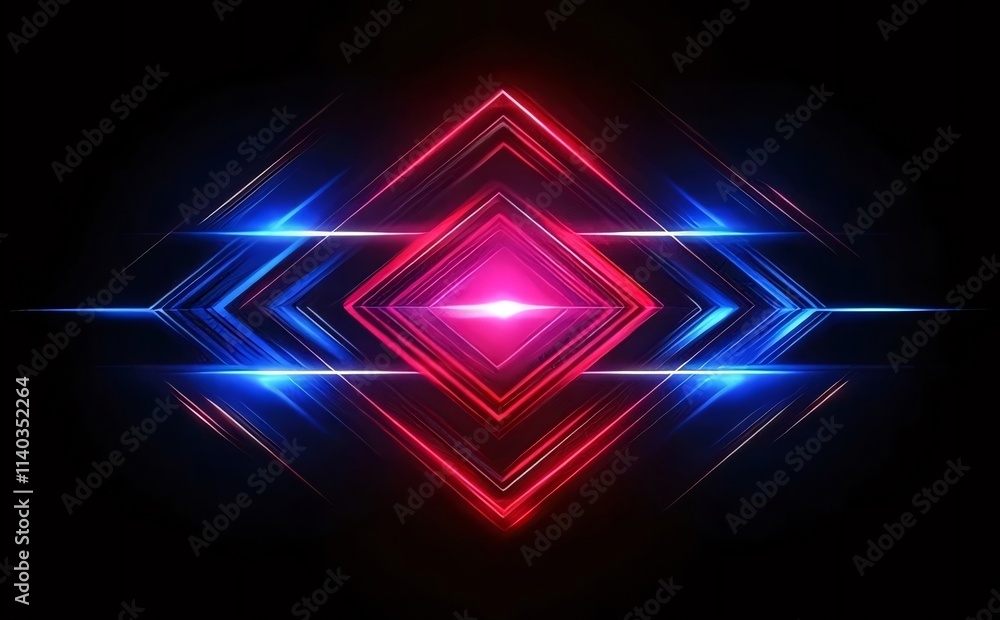 Abstract red and blue glowing diamond shape. Abstract red and blue glowing diamond shape.