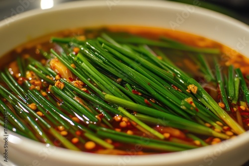 Seal water kimchi with chives and peppers photo