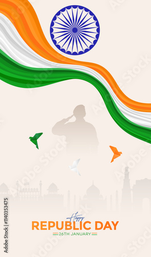 Republic Day, Story, 26 January. Republic Day Poster. Design illustration. Poster. Banner,   Happy  Republic Day

