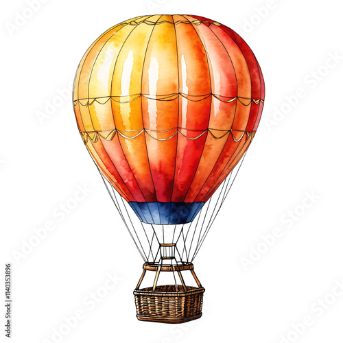 Wallpaper Mural Watercolor hot air balloon isolated illustration on a white or transparent background Torontodigital.ca