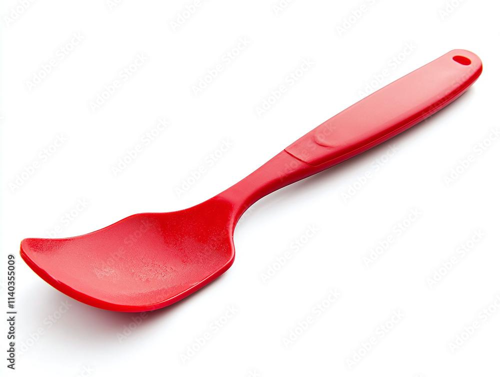 Plastic spatula with a red handle, isolated on white background. Plastic spatula with a red handle, isolated on white background.