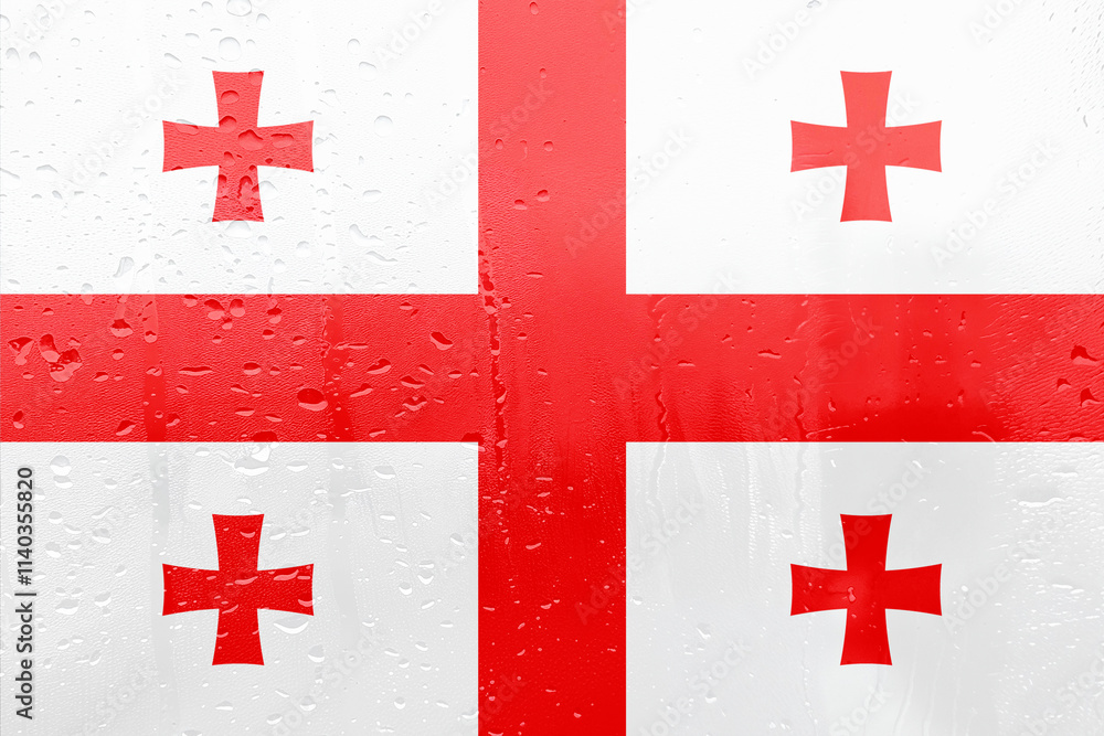 Flag of Georgia, a symbol of Georgian nation, illustrated as a red cross on a white background, often used as a banner, icon, or button for Georgia, UK, and Europe Flag of Georgia, a symbol of Georgian nation, illustrated as a red cross on a white background, often used as a banner, icon, or button for Georgia, UK, and Europe