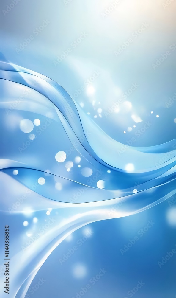 Abstract blue wavy background with bokeh lights. Abstract blue wavy background with bokeh lights.
