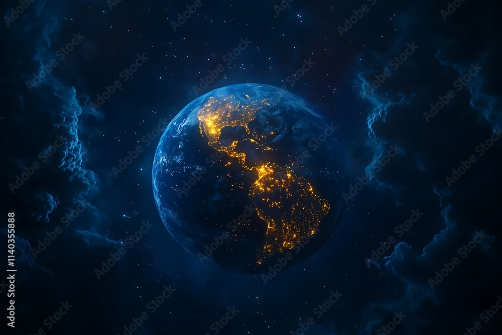 Earth Glowing Cities at Night from Space Earth Glowing Cities at Night from Space
