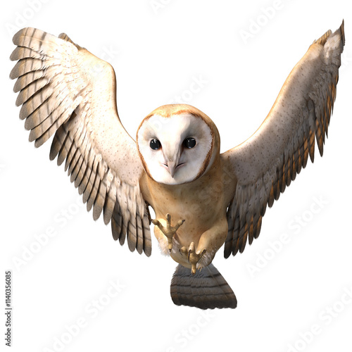 3D rendered snow owl isolated on transparent background