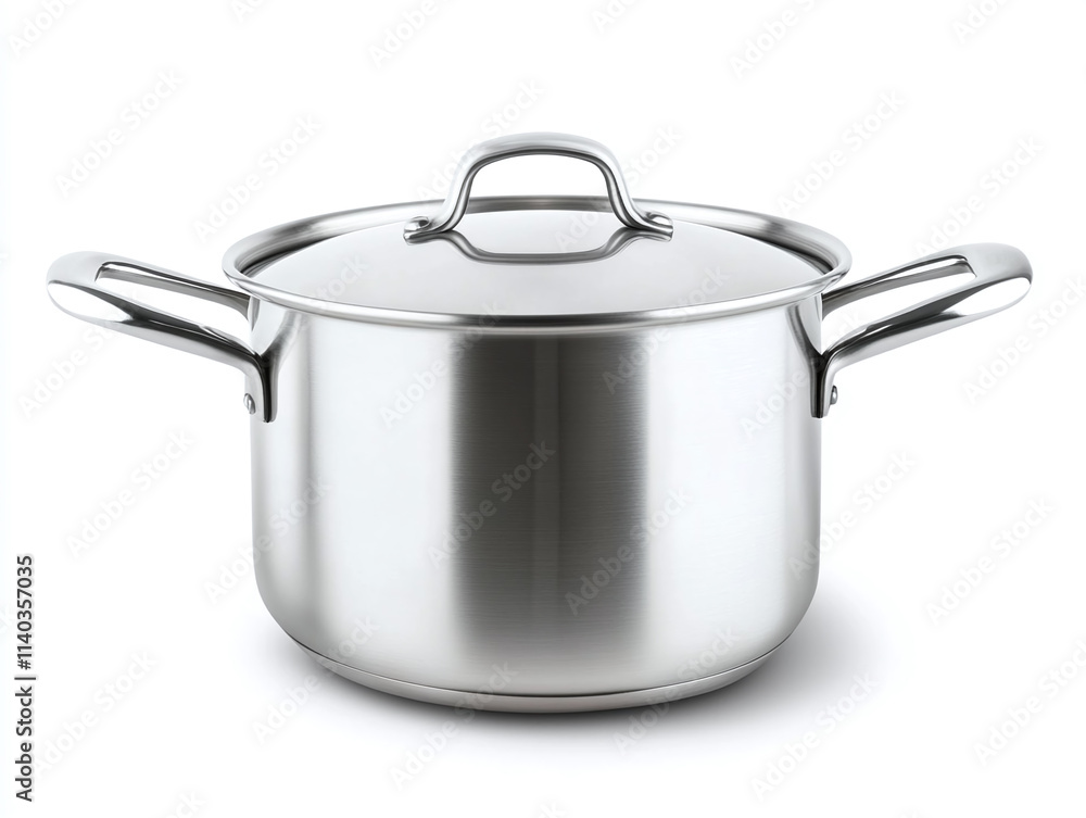 Stainless steel saucepan with lid, isolated on white background. Stainless steel saucepan with lid, isolated on white background.