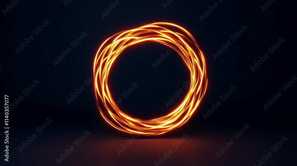 Glowing Neon Circle on Dark Background,Symbolizing Modern Design Glowing Neon Circle on Dark Background,Symbolizing Modern Design