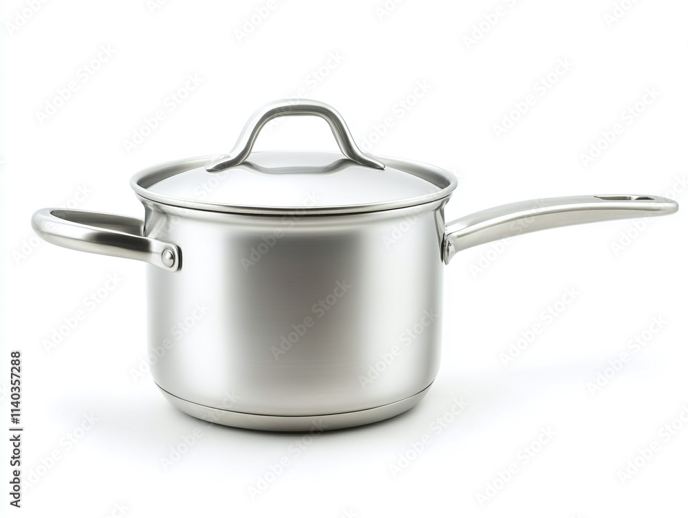 Stainless steel saucepan with lid, isolated on white background. Stainless steel saucepan with lid, isolated on white background.