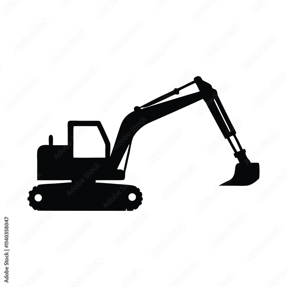 Excavator Silhouette – Heavy Machinery Construction Vector Icon. Excavator Silhouette – Heavy Machinery Construction Vector Icon.