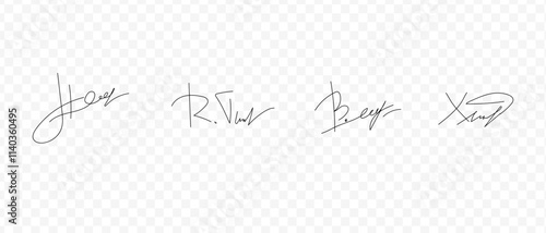 Fake signatures. Fake autograph. Personal signature calligraphy. Contrived signature. 
