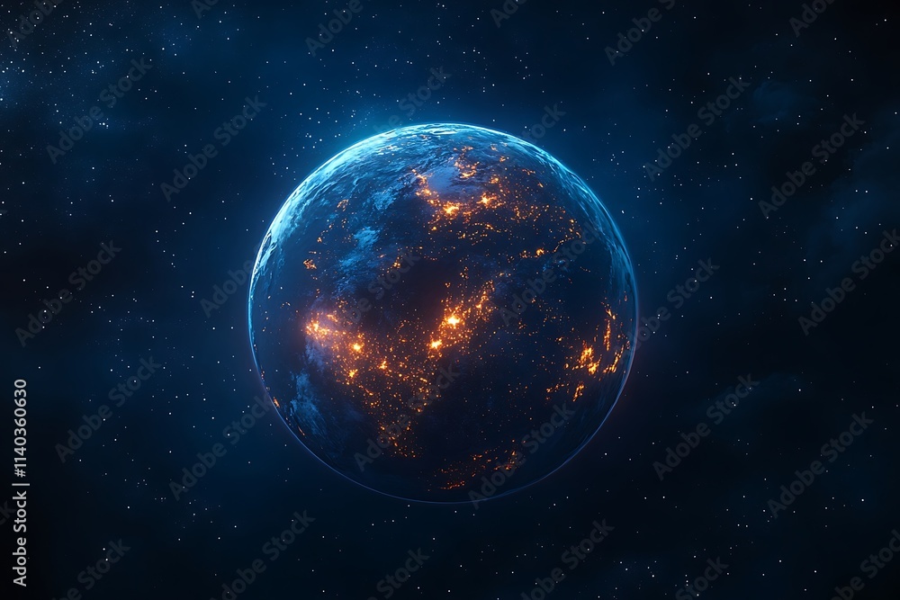 Fototapeta premium Night Earth Planet City Lights from Space