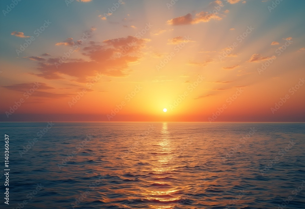 Fototapeta premium Tranquil Sunrise Over a Calm Ocean