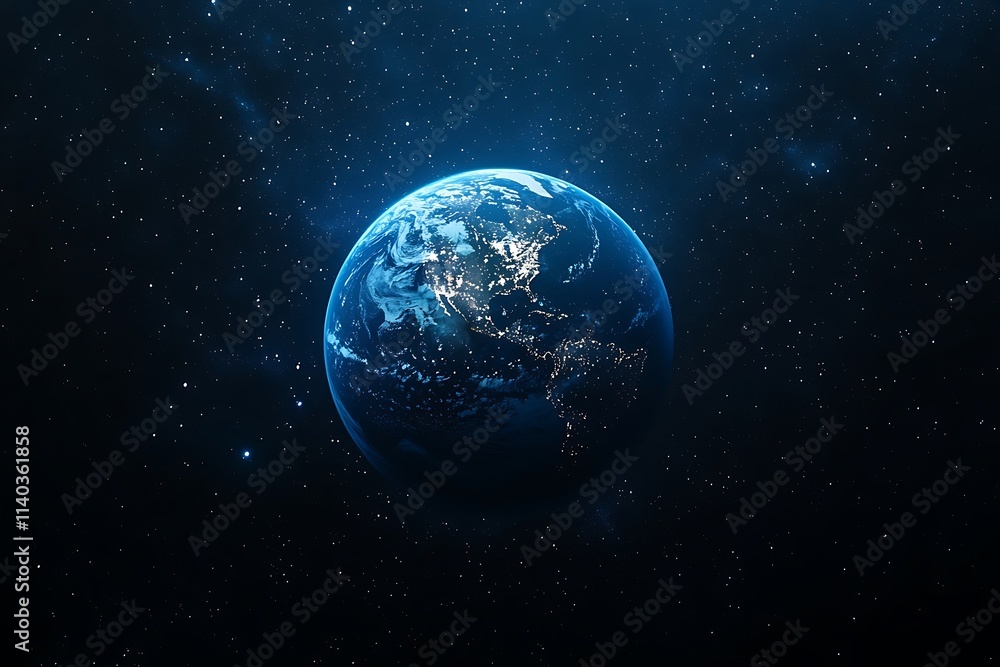 Dark Globe Illuminated at Night from Space Dark Globe Illuminated at Night from Space