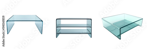 Sleek Modern Glass Coffee Tables Isolated on White