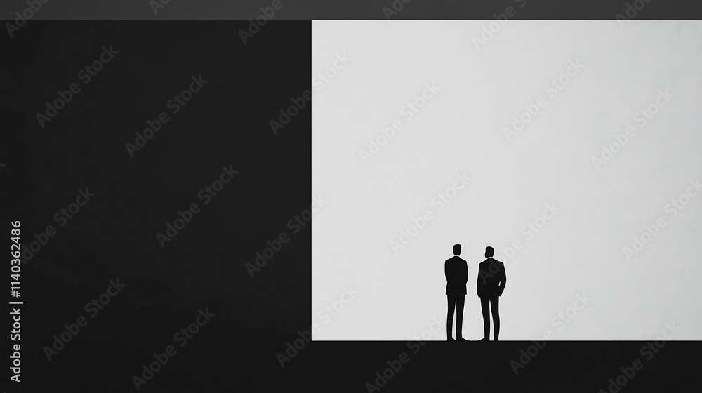 Obraz premium Silhouette of Financial Advisor and Client in Minimalist Office