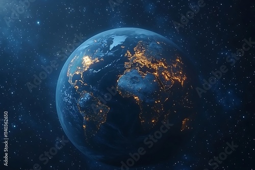 Earth at Night from Space  Continents and Stars