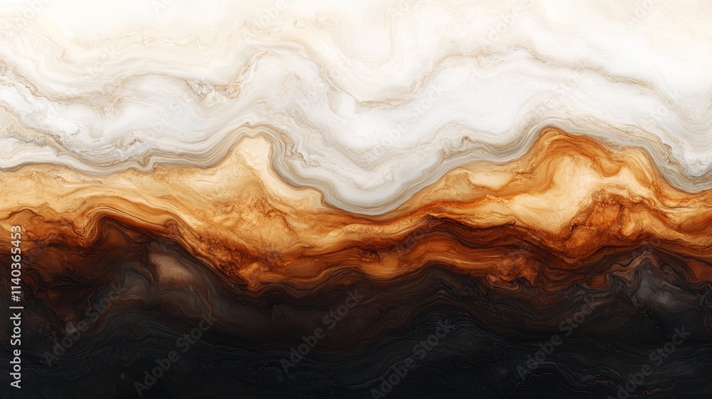 Abstract Waves of Earthy Tones and Soft White Background Abstract Waves of Earthy Tones and Soft White Background