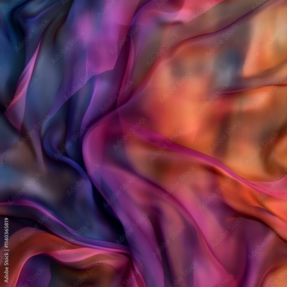 Obraz premium Colorful flowing fabric texture with abstract pattern, showcasing vibrant hues and folds.