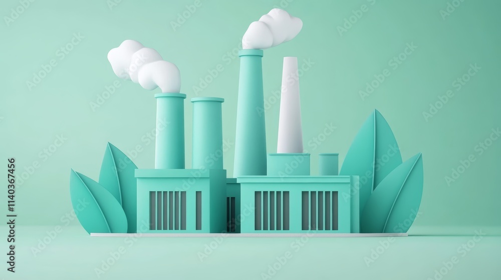 Intricate paper cut art, factory silhouette with smoke stacks industrial design and environmental concept Intricate paper cut art, factory silhouette with smoke stacks industrial design and environmental concept