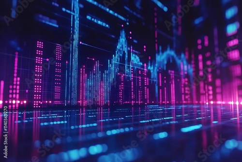 Pink Blue Digital Finance Chart Visualization