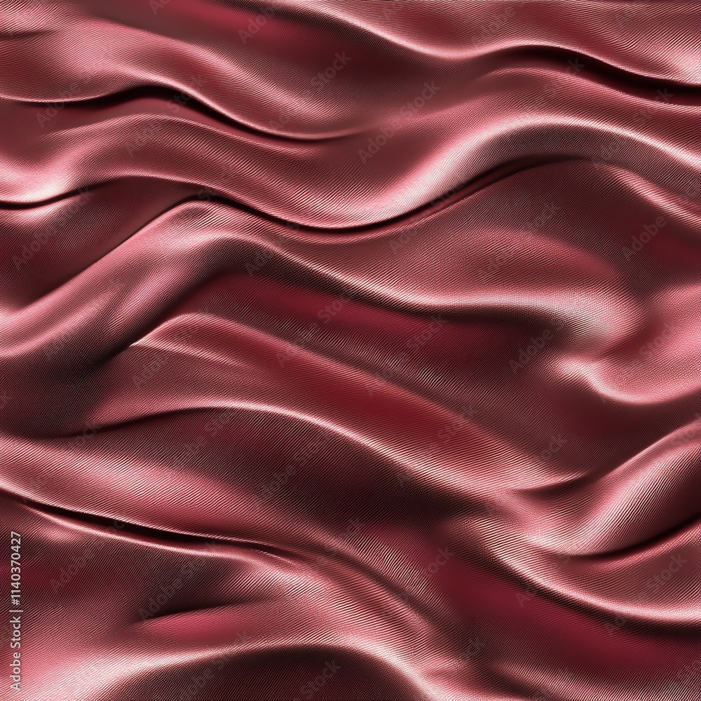 Fototapeta premium Elegant maroon silk texture with flowing waves creates a luxurious and sophisticated pattern.