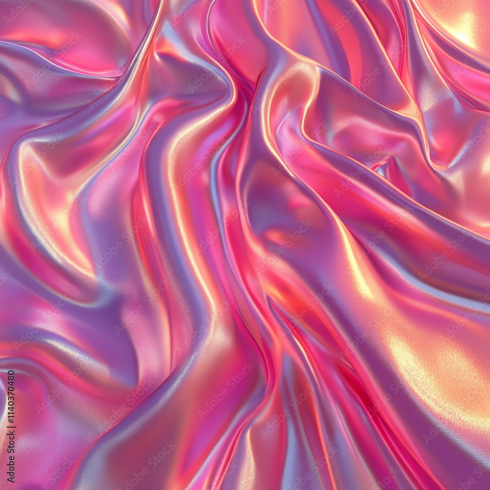 Obraz premium Vibrant, colorful silk texture with flowing waves and luminous pinks and purples.