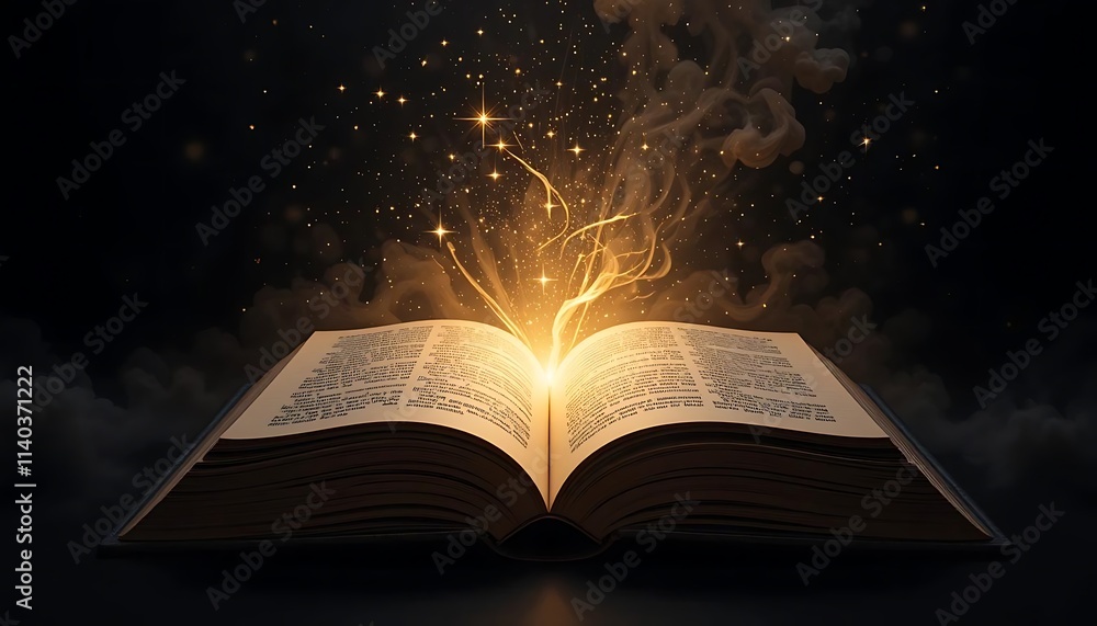 Open Book: Magical Golden Light and Mystical Smoke Open Book: Magical Golden Light and Mystical Smoke