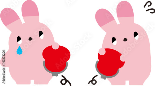 空の財布を持ったウサギ_表情なし