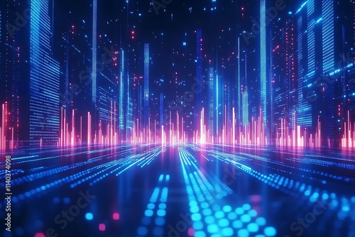 Futuristic Cityscape Neon Lights Background
