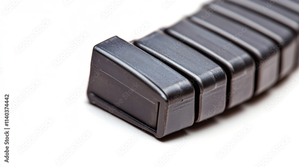 Detailed Macro Shot of Rifle Magazine on White Background Detailed Macro Shot of Rifle Magazine on White Background